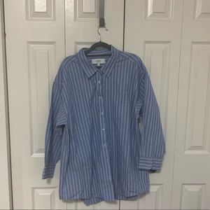Oversized women’s striped button down.